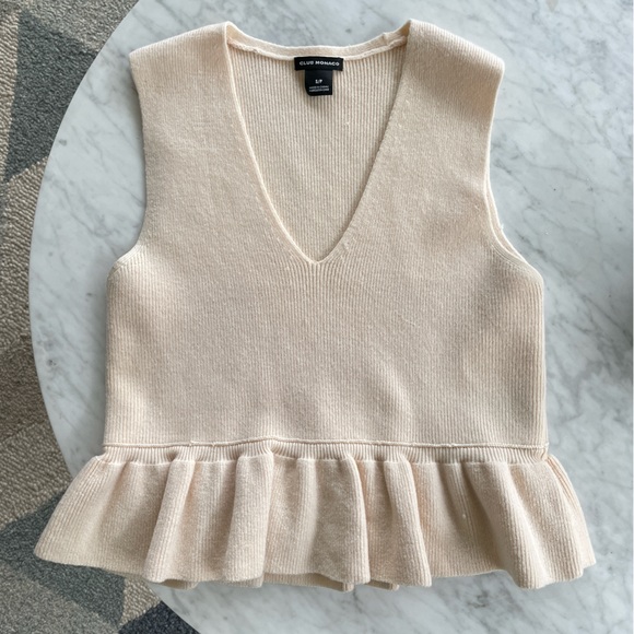 Club Monaco extra fine merino wool vest in Ivory - Picture 1 of 6